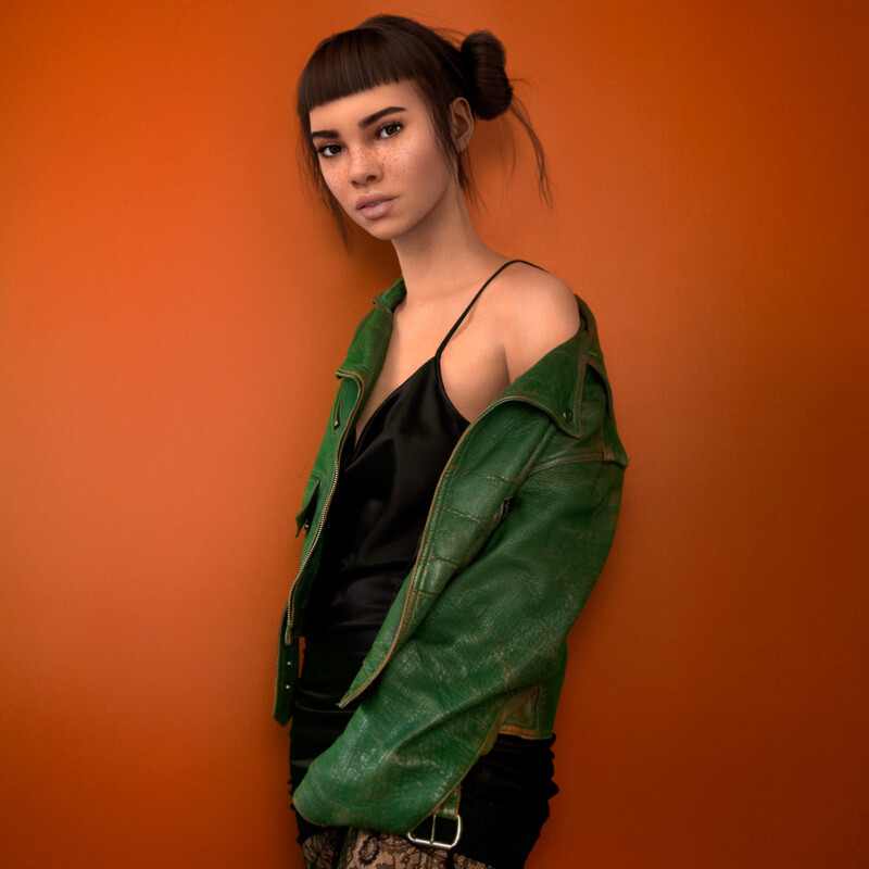(Miquela 曾與不同服裝品牌合作,拍攝時裝照片。)