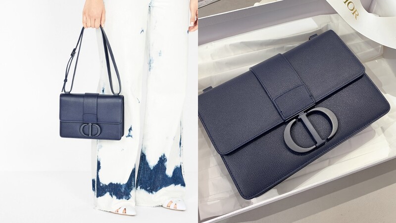 DIOR 30 MONTAIGNE ULTRA MATTE深藍色粒紋小牛皮翻蓋包,NT120,000