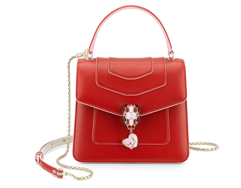Serpenti Forever情人節限定洋紅碧璽色小牛皮手提肩背包,NT$91700