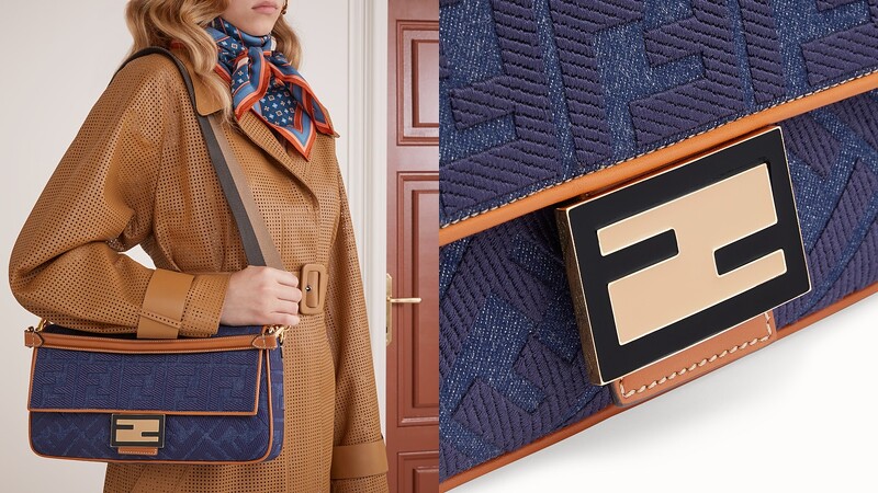 Fendi 丹寧FF Logo Baguette肩背包,NT83,900