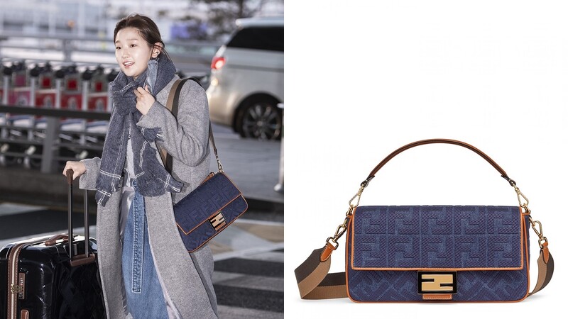 Fendi 丹寧FF Logo Baguette肩背包,NT83,900