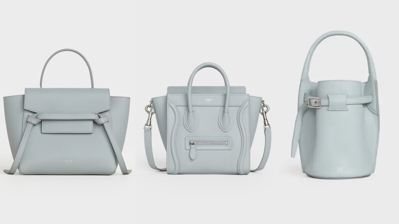 BELT小牛皮肩背提包(NT$69,000)、LUGGAGE小牛皮肩背提包(NT$81,000)、BIG BAG BUCKET小牛皮袖珍提包(NT$56,000)