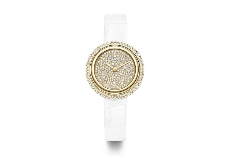 PIAGET Possession系列30週年限定作品:18K黃金雪花鑲嵌錶盤腕錶(29毫米)。