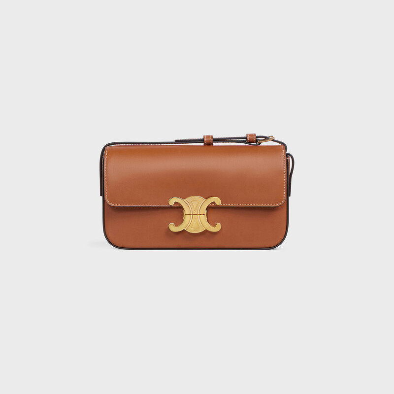 CELINE TRIOMPHE焦糖棕小牛皮短背帶肩背包,NT$77,000