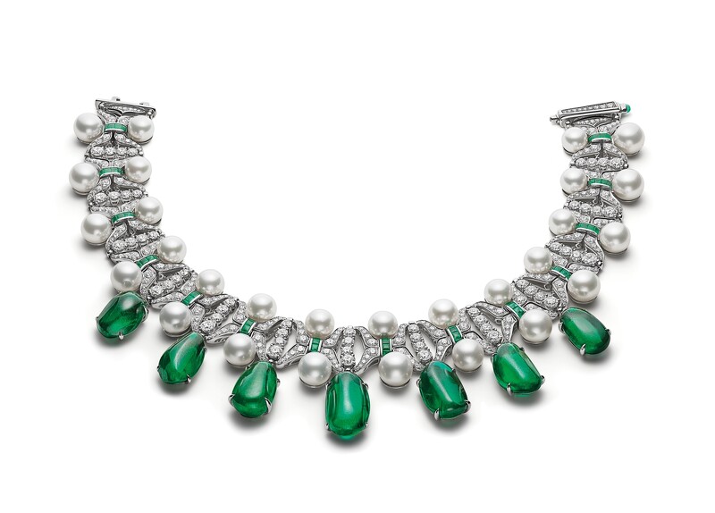 BVLGARI BAROCKO系列Emerald Star頂級祖母綠、珍珠與鑽石頸鍊
