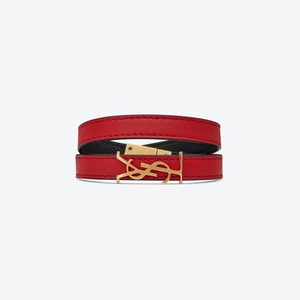 YSL標誌紅色小牛皮手環,NT11,550