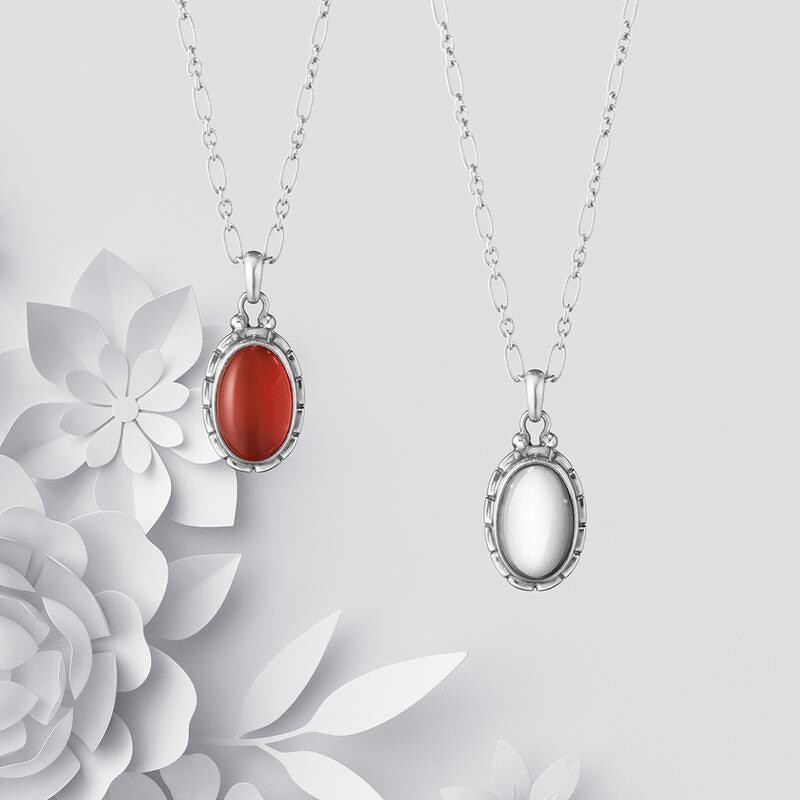 Georg Jensen 喬治傑生 Heritage 復刻系列項鍊 NTD9,500(紅玉髓)、NTD8,500(純銀)