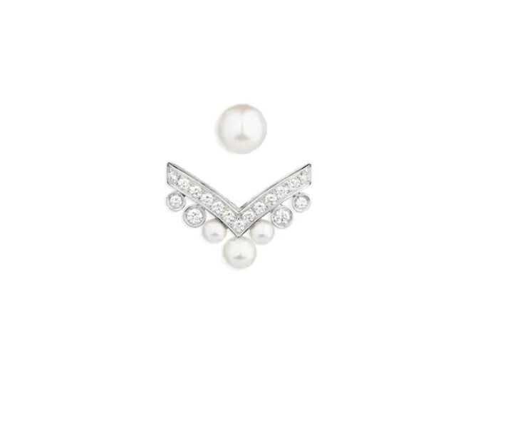 Joséphine Aigrette 18K白金鑲鑽耳環,鑲嵌 Akoya 珍珠和明亮式切割鑽石