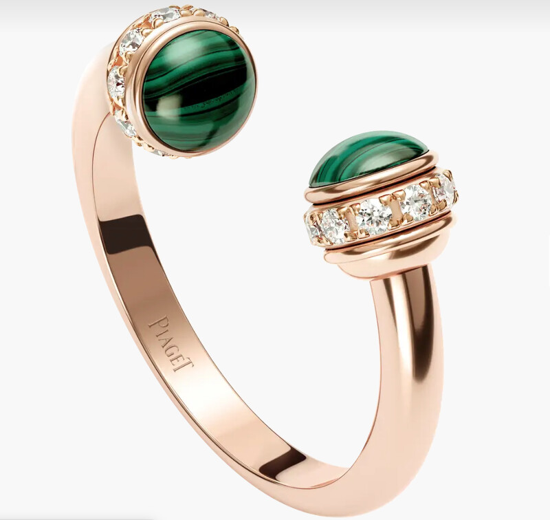 Piaget Possession 系列戒指,18K黃金鑲嵌綠松石與鑽石