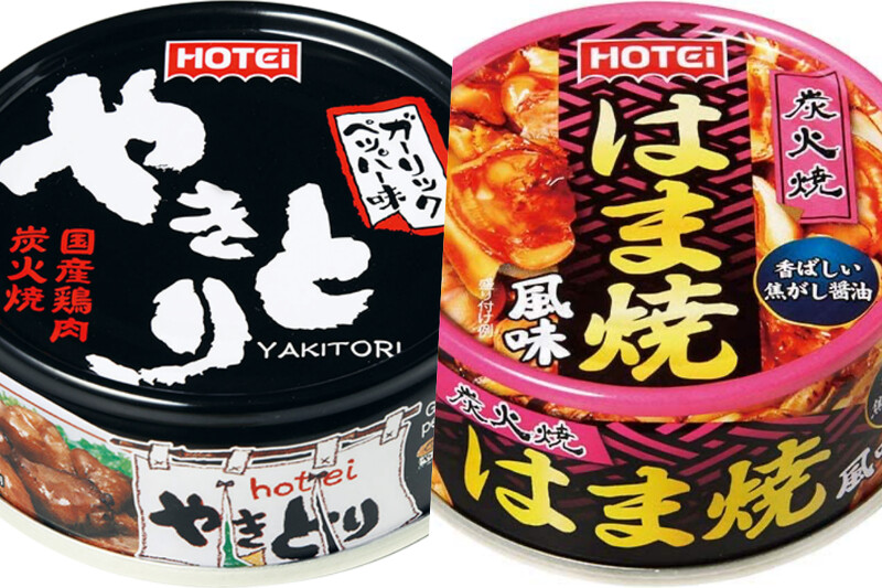 (左)大蒜黑胡椒烤雞肉串,(右)濱燒簾蛤。