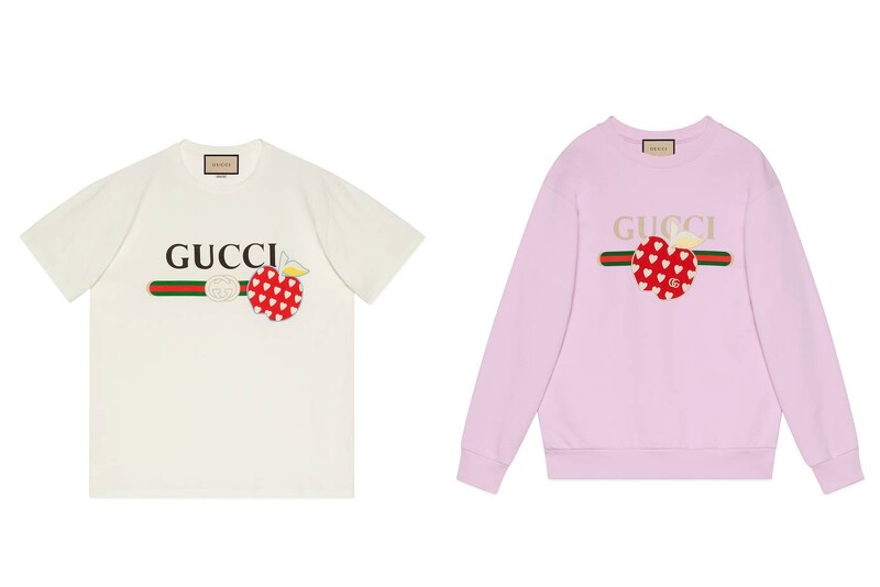 Gucci Les Pommes七夕情人節系列:T-Shirt NT19,500、粉色衛衣NT40,000。