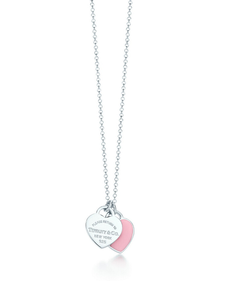 Tiffany & Co. Return to Tiffany™ 粉紅雙重心形吊飾鏈墜項鍊,純銀,迷你款,售價店洽
