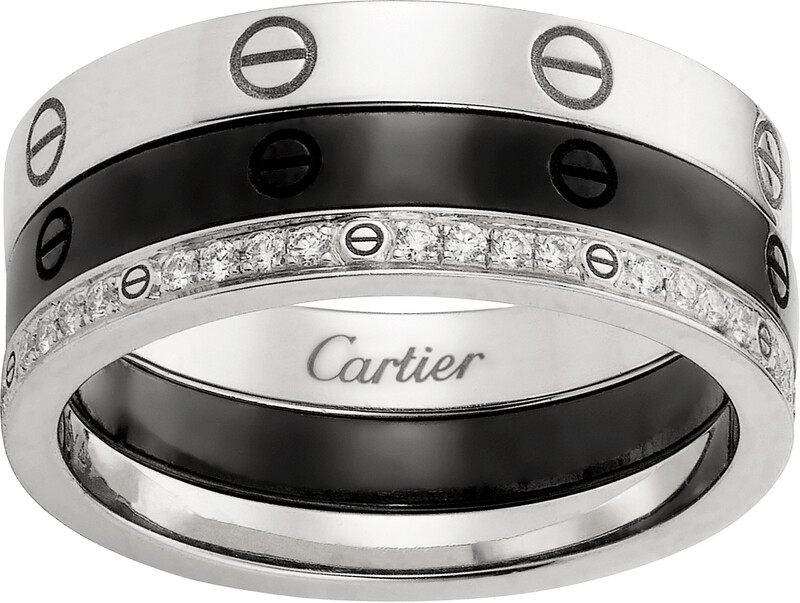 Cartier古董系列Love戒指——白K金、鑽石、黑色陶瓷製作