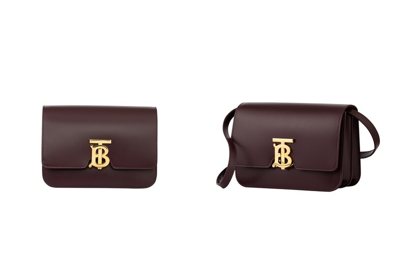 Burberry小型皮革TB包深魔力紅,NT85,000