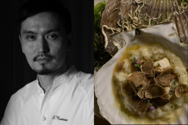 生江史伸與《Risotto of Abalone, Karasumi and Truffle》(鮑魚 / 烏魚子 / 松露燉米)