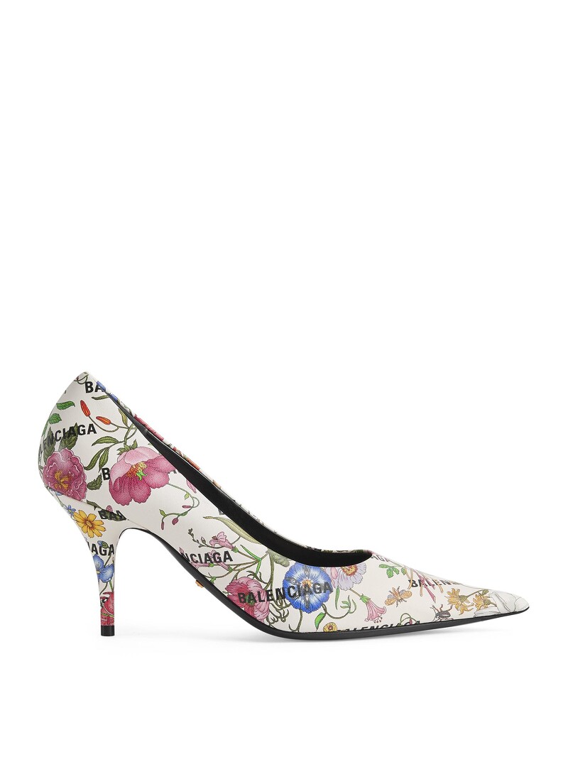 Gucci 駭客實驗室系列 白色花卉印花高跟鞋,NT33,700