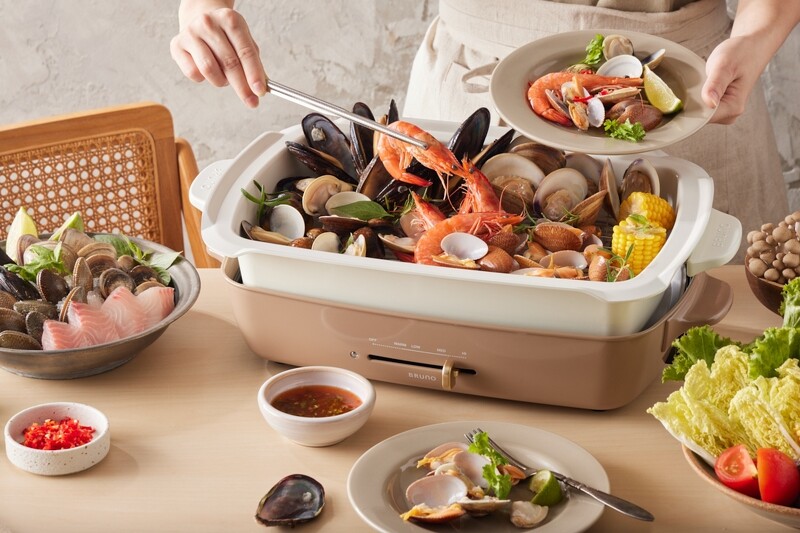BRUNO電烤盤食譜-蒸海鮮和蛤蜊海鮮粥