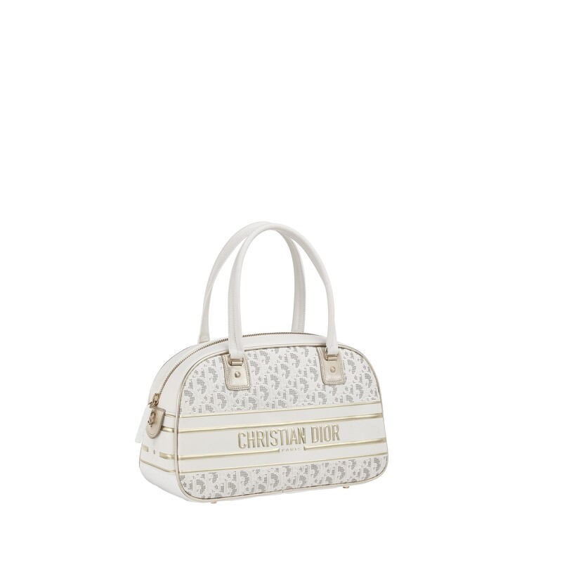 Dior Vibe Classic Bowling 白色Oblique 鏤空小牛皮中型提包,NT$155,000