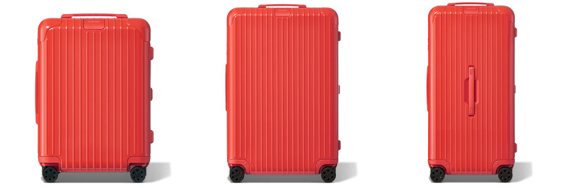 (左至右)RIMOWA Essential火鶴紅Cabin、Check-in(L)以及Truck Plus