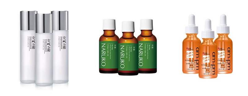 京城之霜 濃縮酵母青春精華露(3入)、NARUKO茶樹抗痘粉刺寶(3入)、ampm RX補骨脂酚皺效精華(3入)