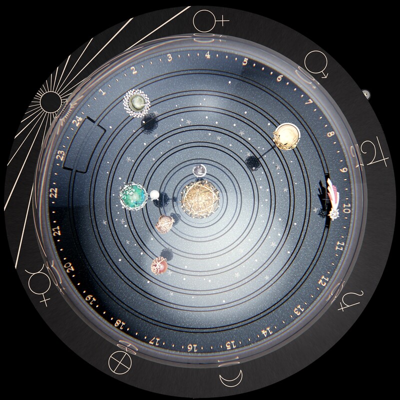 VCA梵克雅寶2022年度新錶:「Poetic Astronomy 詩意星象系列 Planétarium Automaton 自動機械裝置」細節圖