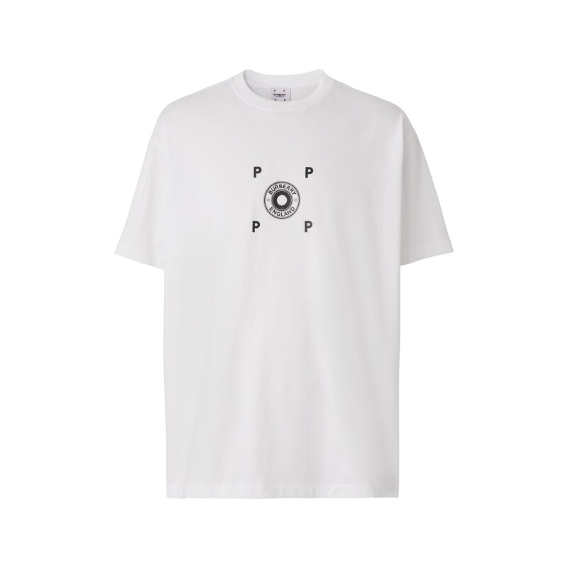 Burberry x Pop Trading_白色棉質寬版上衣,NT 20,900
