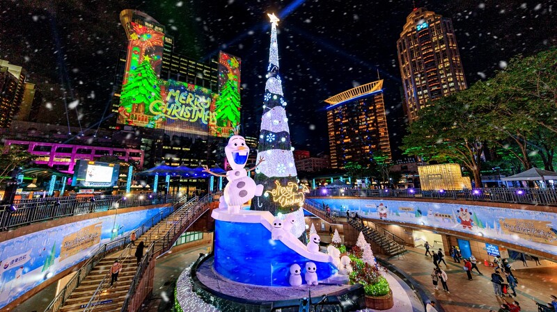 2022新北耶誕城主燈:雪寶3D雷射光雕投影秀