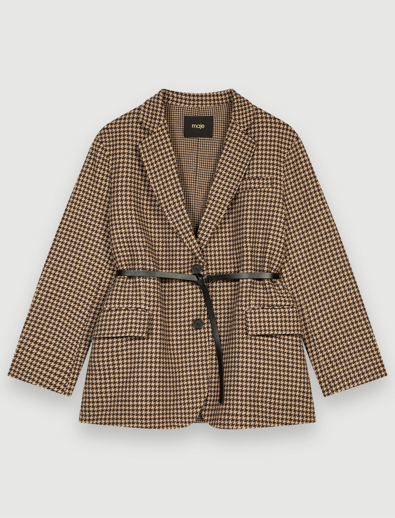 Maje 千鳥格紋腰帶西裝外套,NT21,990。