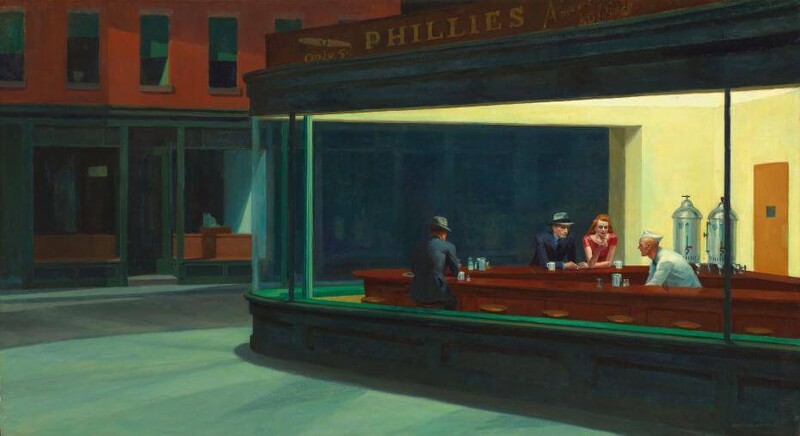 美國畫家 Edward Hopper 代表作《Nighthawks》。Photo/WIKIMEDIACOMMONS