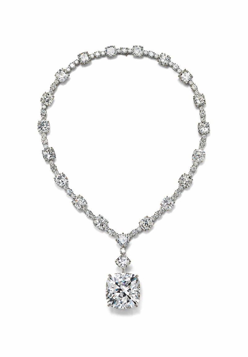 Tiffany高級珠寶系列鉑金鑲嵌總重逾106克拉鑽石項鍊