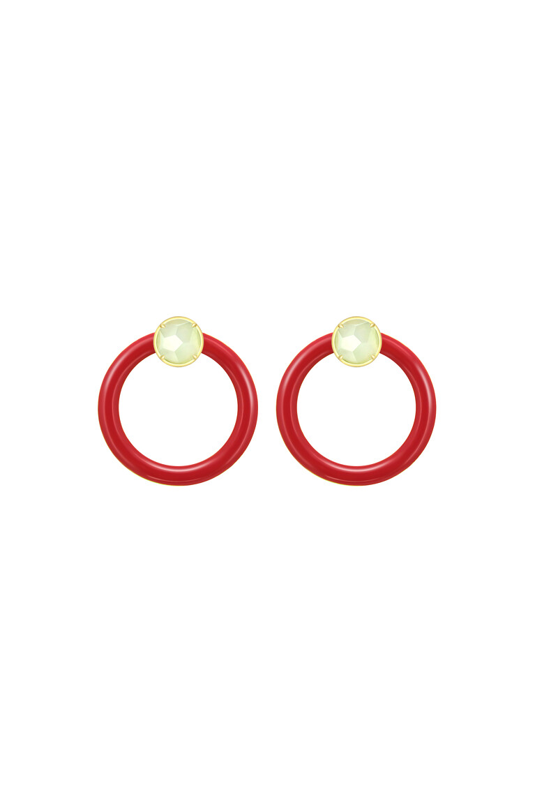 天然翡翠珐瑯環形耳飾－紅色NT.5580