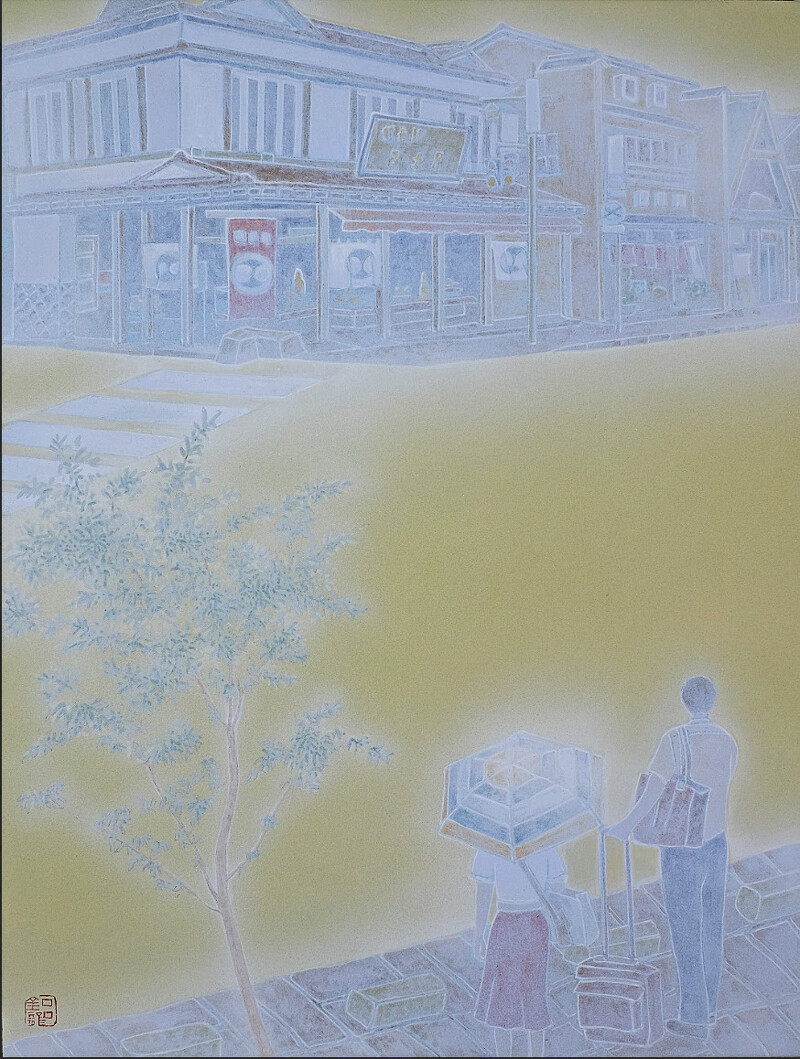 美丘美朮Chin Lung LU呂金龍_ Travel行旅_ Eastern Gouache 膠彩_40×30cm_2023