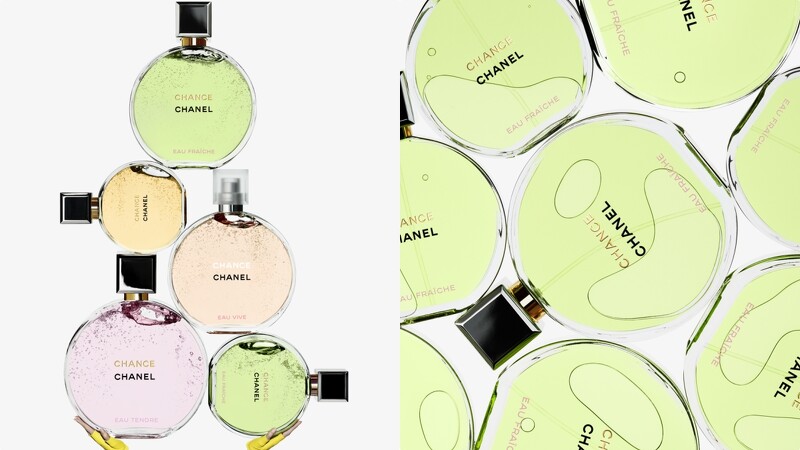 香奈兒CHANCE綠色輕盈香水情境圖。