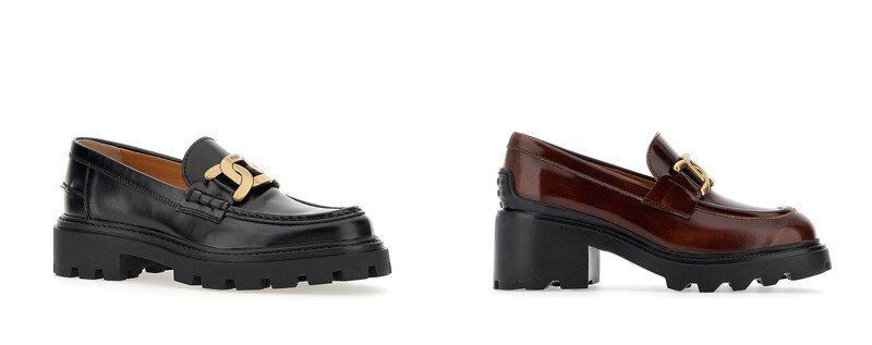 (左起)TOD’S Kate黑色樂福鞋(NT$31,800)、TOD’S Kate高跟樂福鞋(NT$31,800)