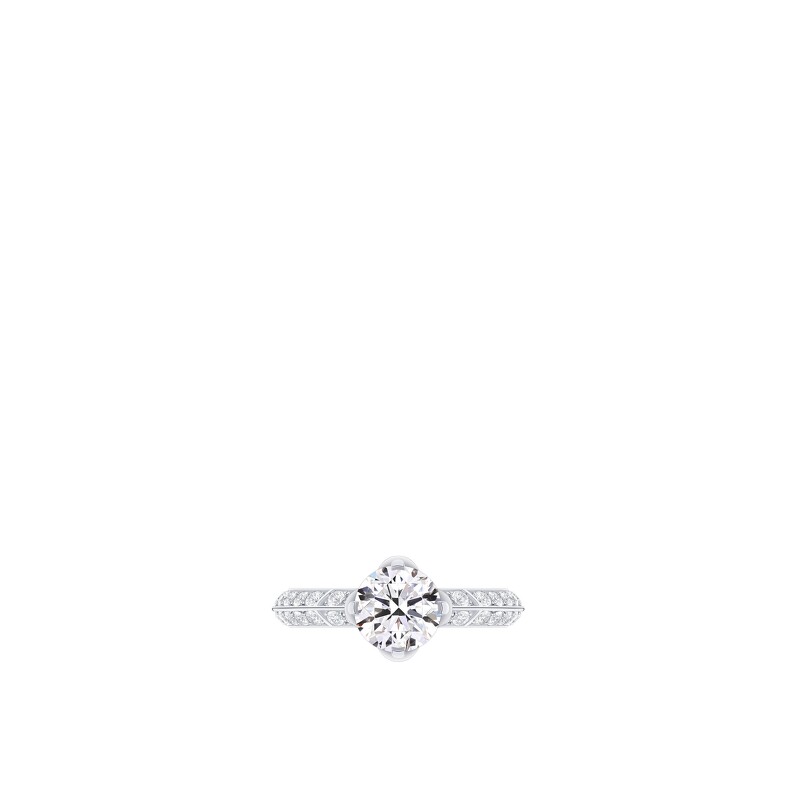 LV DIAMONDS PAVÉ SOLITAIRE Pt950圓形明亮式切割鑽石戒指 $775,000 