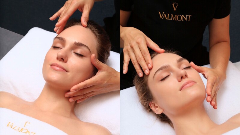 Valmont Spa獨有的Butterfly Motion蝴蝶手法示意。