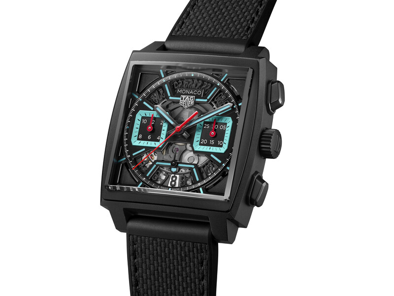 TAG Heuer Monaco Chronograph鏤空計時腕錶綠松色款_參考編號CBL2184.FT6236_建議售價NT$370,200