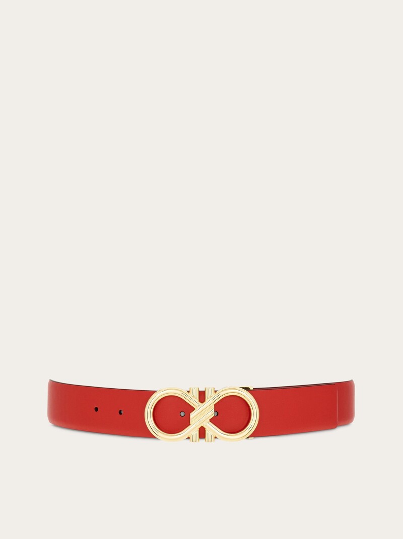 FERRAGAMO 金屬扣飾 Gancini 紅色皮帶，價格店洽。