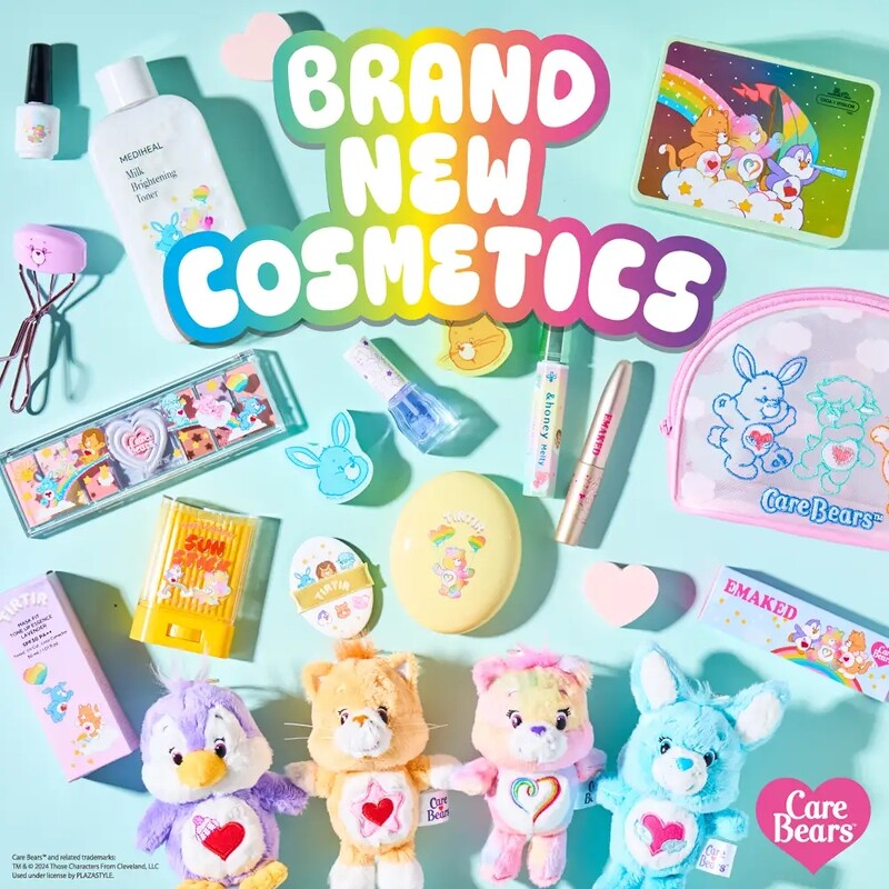 日本必逛PLAZAxCare Bears限定联名！Tirtir气垫、Peripera眼影盘、媚比琳睫毛膏⋯