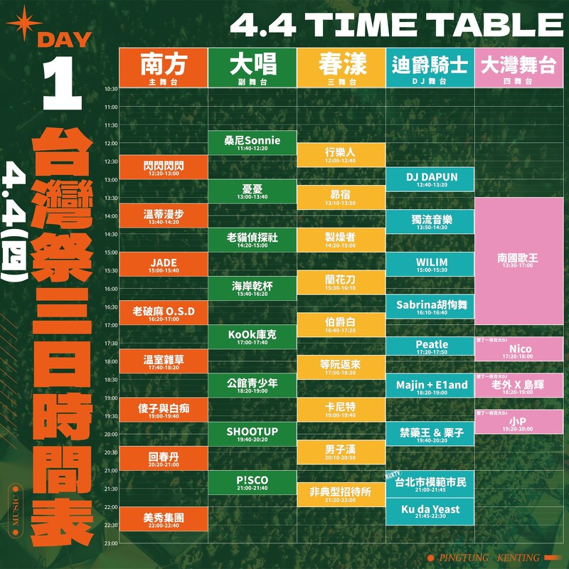 2024台灣祭演出時間表4/4(四)