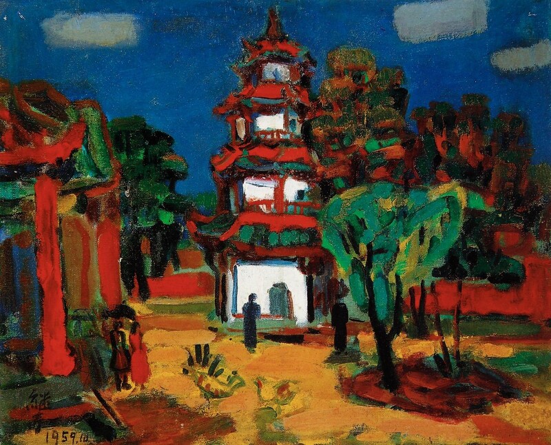 Ever Harvest Art Gallery 日升月鴻畫廊 Liao Chi-Chun, “Temple of Confucius Tainan”, 1959, Oil on Canvas, 38 x 45cm. Image courtesy of Ever Harvest Art Gallery。