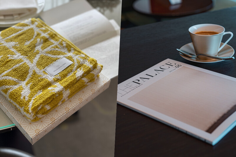 左為今治毛巾(Imabari Towel),右為飯店自製刊物。