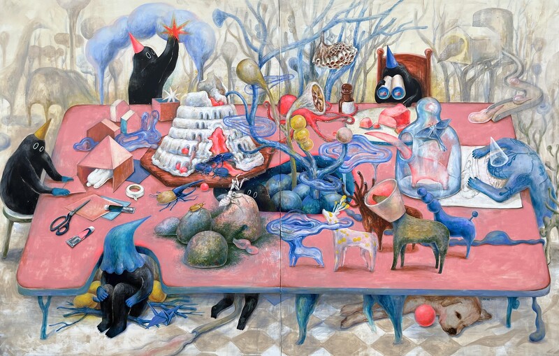Pinky’s dream|壓克力顏料、畫布|224X145.5cm 雙聯幅|2023