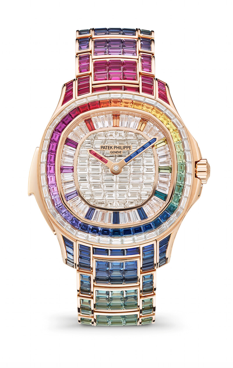 彩色寶石三問腕錶,Patek Philippe。