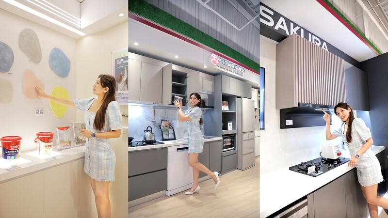 (圖左)全國電子引進虹牌油漆店中店,設置兩台調色機可以直接客製調製出你想要的顏色,提供完整的居家生活解決方案。(圖中)全國電子淡水門市首次合作駐進大成鋼隆美家居品牌,所有裝修需求都可以請問駐點設計師協助丈量和場刊,為你打造出理想空間規劃。(圖右)「AI廚電」瓦斯爐、抽油煙機、熱水器全部升級,台灣櫻花SAKURA進駐全國電子淡水店,提供高效、便利的質感家居生活體驗。