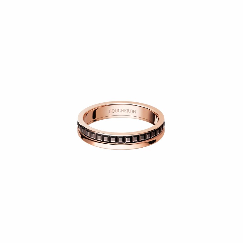 Boucheron珠寶年度熱賣 Quatre Classique系列戒指,玫瑰金750材質、棕色PVD