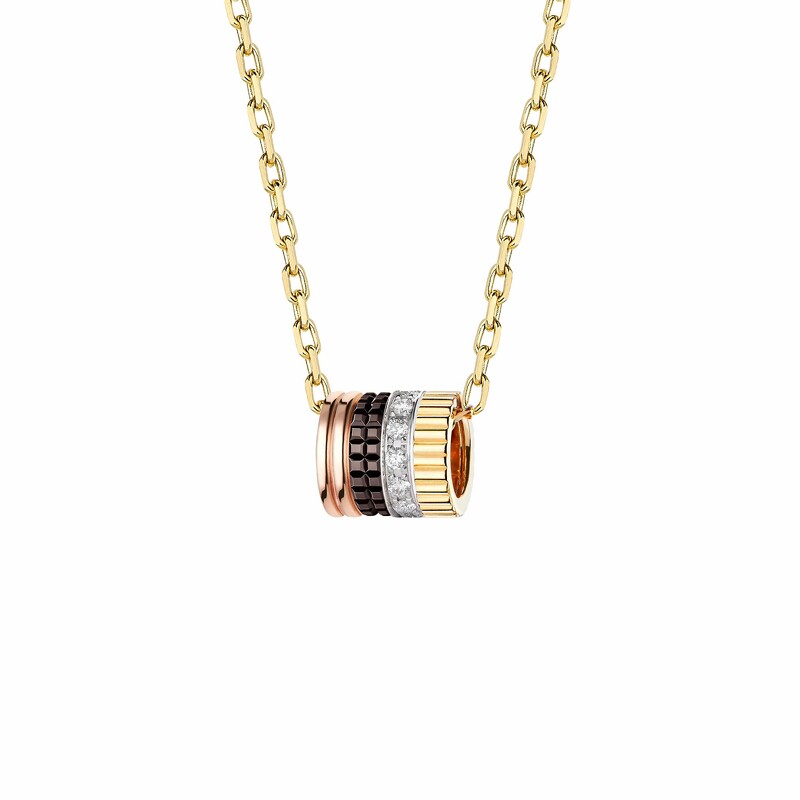 Boucheron珠寶年度熱賣 Quatre Classique系列項鍊,白金、玫瑰金和黃金750材質、棕色PVD,鑲嵌鑽石