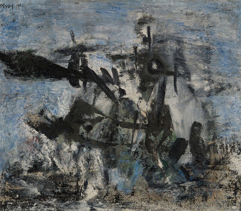 霍剛早期超現實風格作品|Untitled|45x52 cm|油彩、畫布|1961|采泥藝術提供