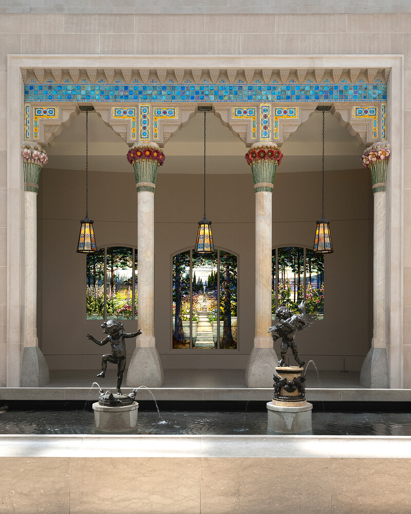 《三联彩绘玻璃窗作品—〈林登庄园花园景观窗〉》
