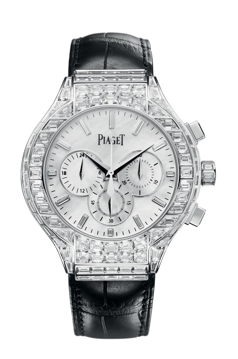 PIAGET Polo系列18K白金珍珠母贝面盘自动上鍊钻石腕錶